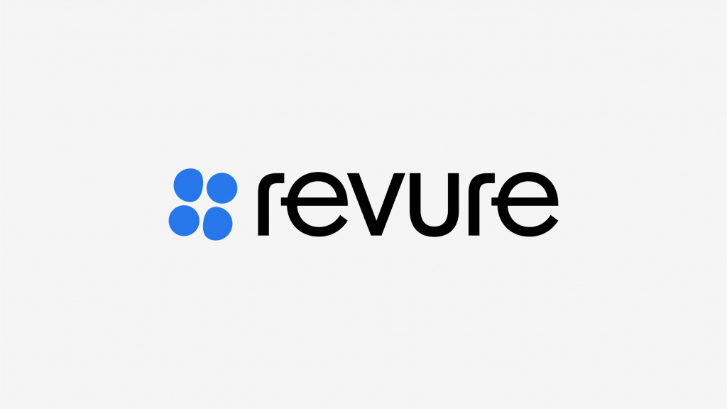Revure logo on light grey background.